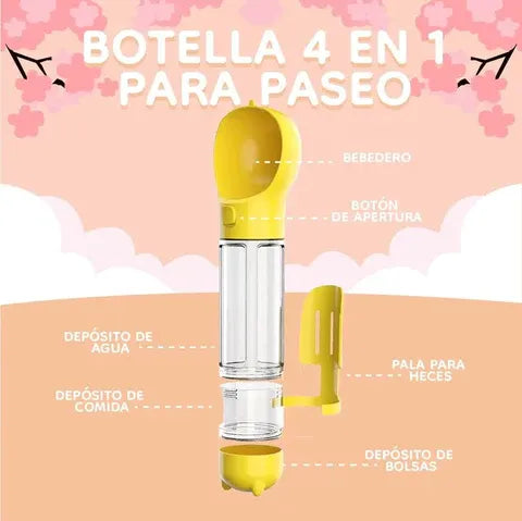 Botella Multifuncional 4 en 1 para Mascotas